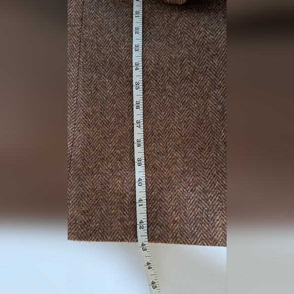 J.G. Hook VTG 100% Pure Wool Brown Herringbone Long A line Winter Pea Coat M - Picture 11 of 11